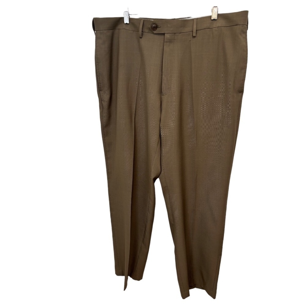 HAGGAR Men's Eclo Stria Classic Fit Flat Front Expandable Dress Pants 40Wx30L